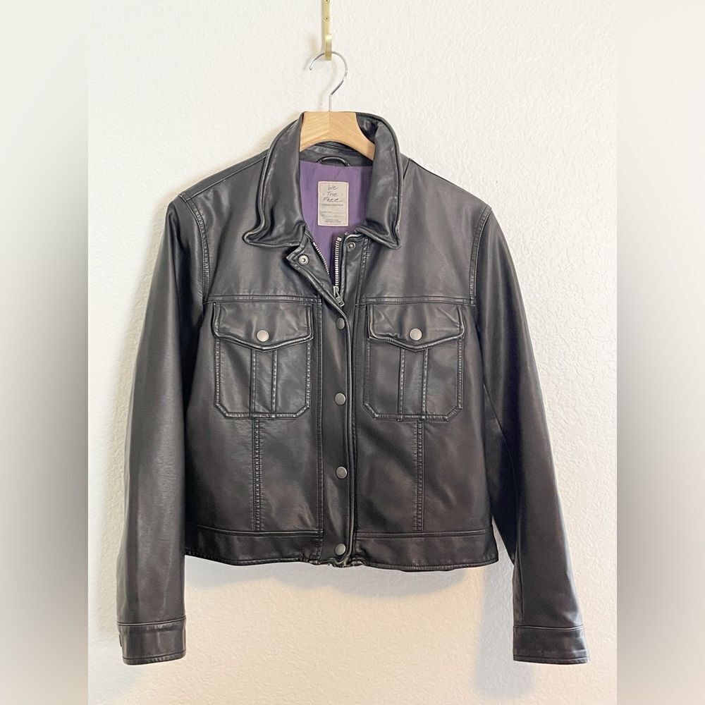 Free People Emma Shrunken Vegan Moto Jacket. 90’s Monica jacket from Friends. L - Picture 5 of 11